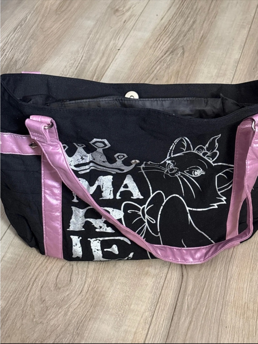 Disney Black Aristocrat Tote with Pink Metallic Handles